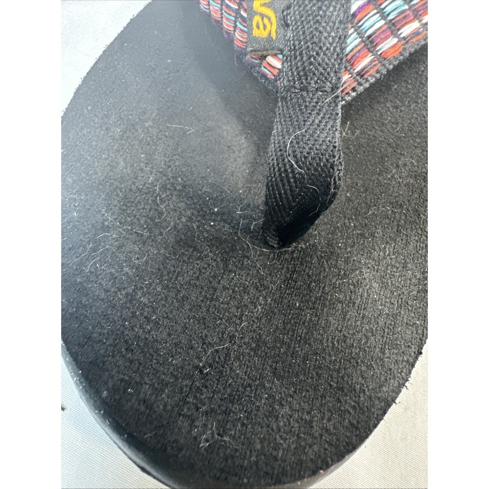 Teva Olowahu Womens Size 8 Black Multi Color Striped Mush Sole Flip Flop Sandals - Picture 3 of 10
